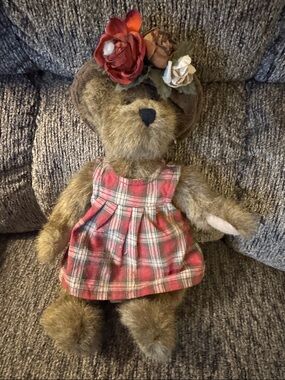 Boyd’s Classic Plush Teddy Bear in Brown with Red Plaid Dress